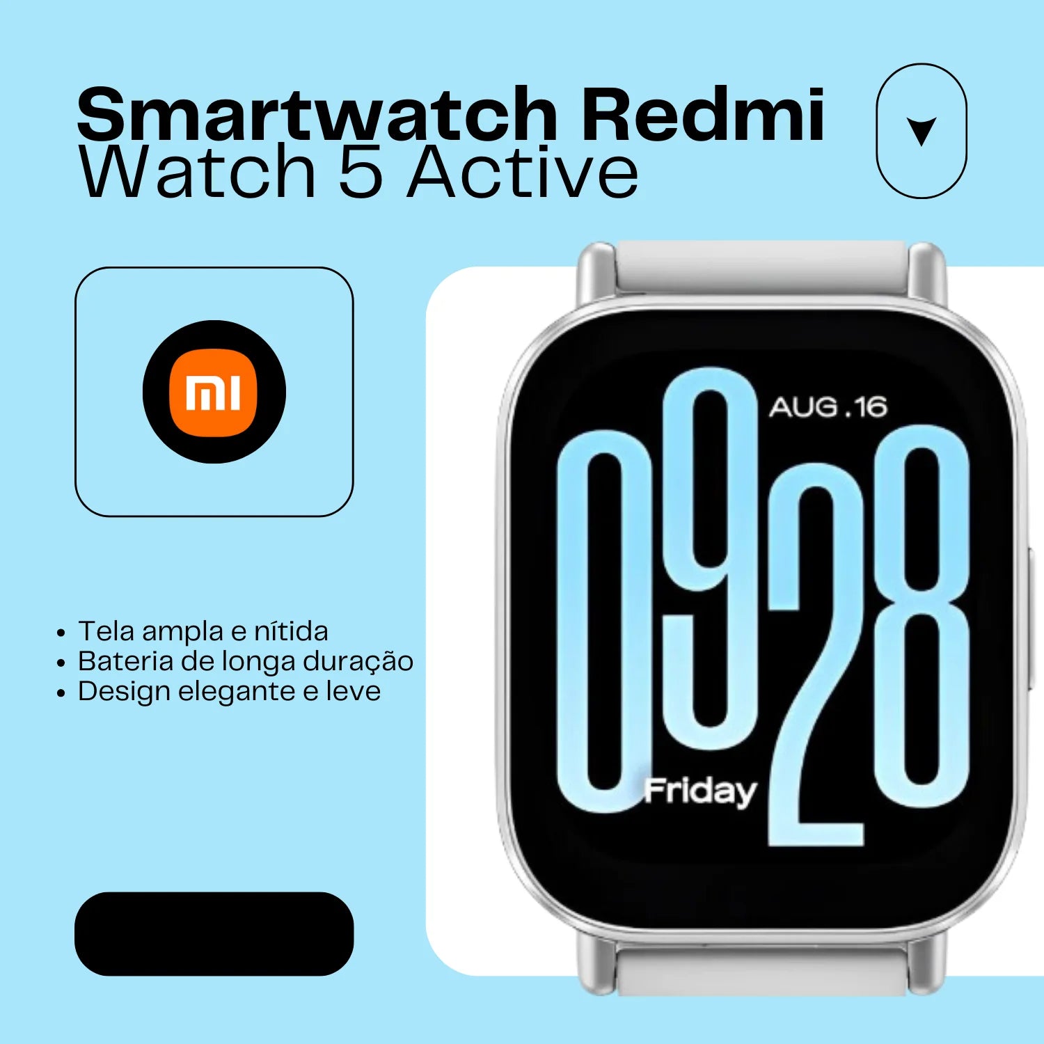 Smartwatch Redmi Watch 5 Active: Relógio Inteligente, Moderno e Prático