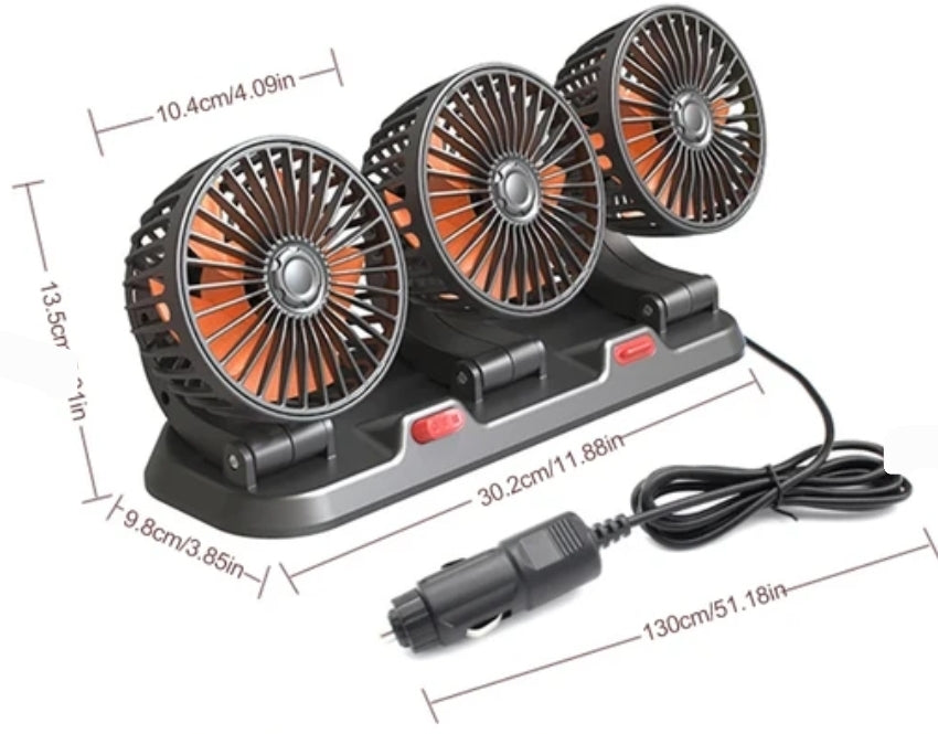 Ventilador Automotivo 360° Ajustável (USB/12V/24V)